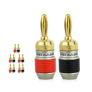 Mediabridge ULTRA Series Fast-Lock Banana Plugs - Corrosion-Resistant 24K Gold-Plated Connectors - 5 Pair Per Package - (Part# SPC-BP2-5 ) 