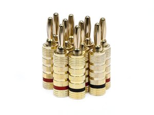  Monoprice 109436 24k Gold Plated Speaker Banana Plugs, Closed Screw Type (5 Pairs) 